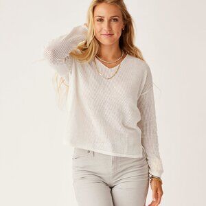 Carve Designs Zella Mesh Pullover Womens Large in Cloud (white)
